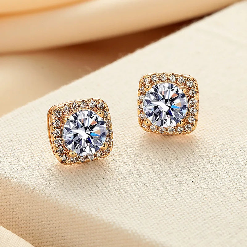 Moissanite Earrings for Women Pass Diamond Test Pen 100%  With Certificate Ear Studs 925 Sterling Silver Fine Jewelry
