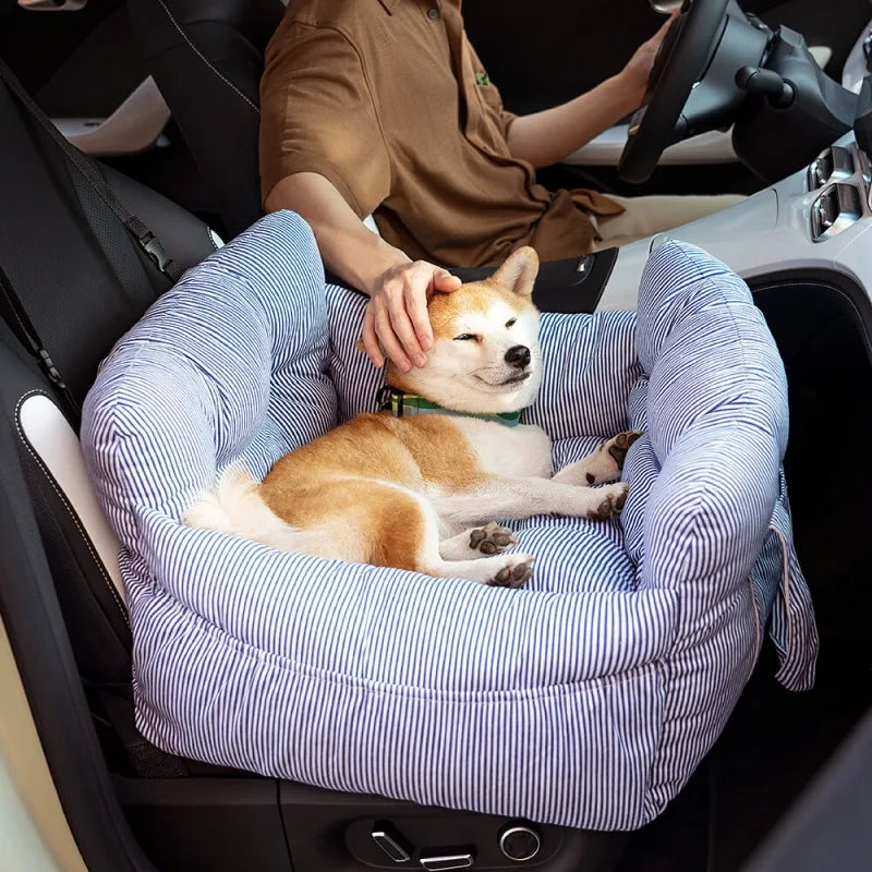 Car Dog Bed Safety Seat, Portable Pet Carrier with Seatbelt, Soft Cushion for Small Medium Dogs, Non-Slip Car Travel Accessories