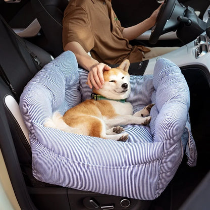Car Dog Bed Safety Seat, Portable Pet Carrier with Seatbelt, Soft Cushion for Small Medium Dogs, Non-Slip Car Travel Accessories