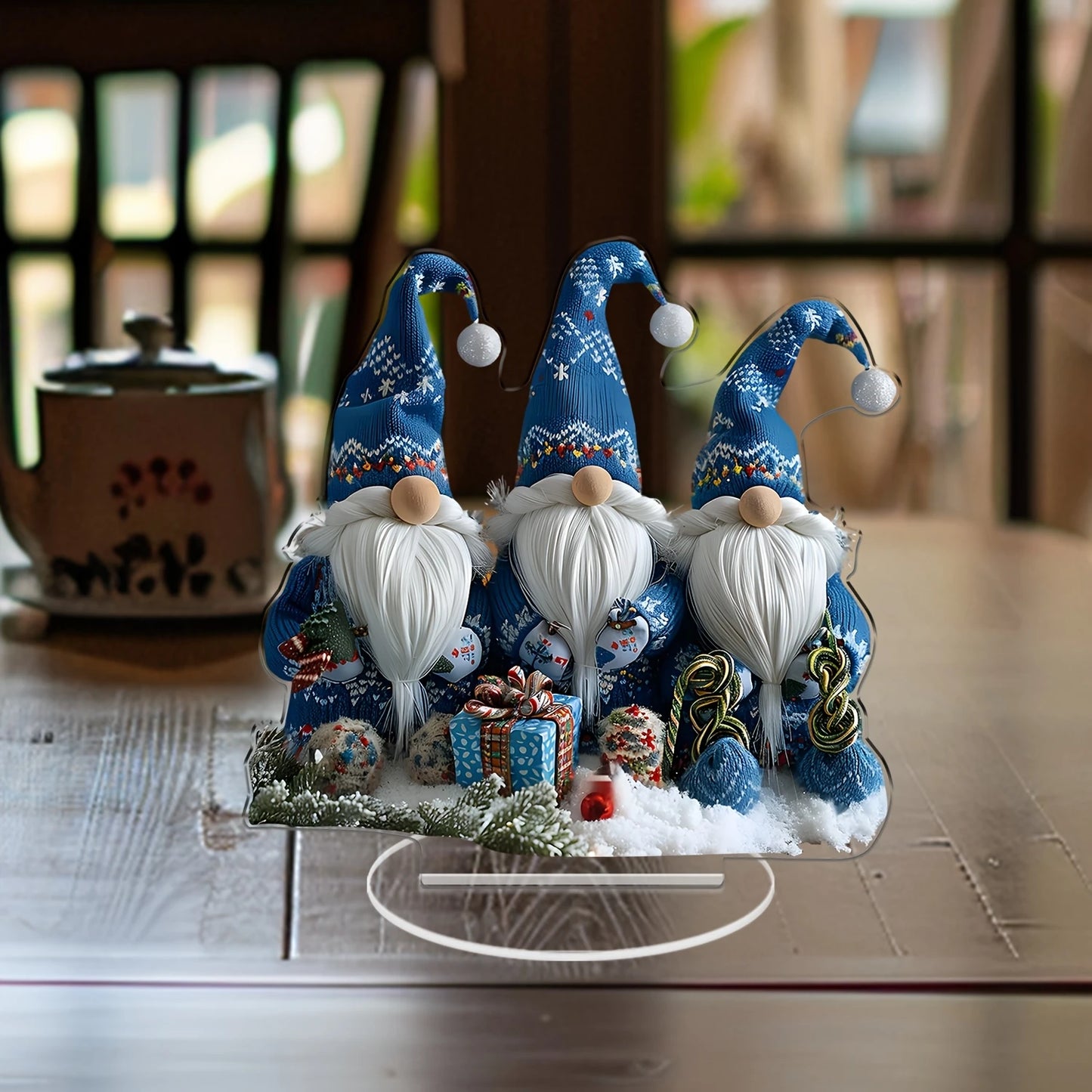 Acrylic Special Festive Christmas Gnomes Acrylic Tabletop Decor - 3 Gnomes, 7.08In/18Cm, Suitable for Bedroom, Kitchen, Office,