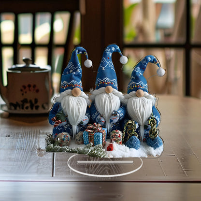 Acrylic Special Festive Christmas Gnomes Acrylic Tabletop Decor - 3 Gnomes, 7.08In/18Cm, Suitable for Bedroom, Kitchen, Office,