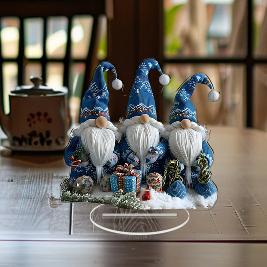 Acrylic Special Festive Christmas Gnomes Acrylic Tabletop Decor - 3 Gnomes, 7.08In/18Cm, Suitable for Bedroom, Kitchen, Office,