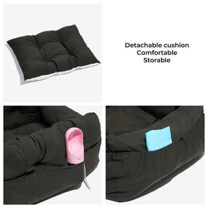 Car Dog Bed Safety Seat, Portable Pet Carrier with Seatbelt, Soft Cushion for Small Medium Dogs, Non-Slip Car Travel Accessories