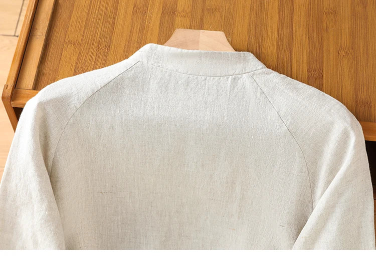Chinese Style Women's Blouses Korean Embroidery Shirt FASHION Loose Spring/Summer Cotton Linen Clothing Three Quarter Women Tops