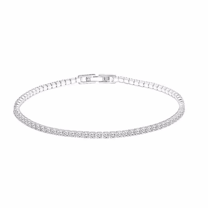 925 Sterling Silver Tennis Bracelet 2/4mm Cubic Zirconia for Women Mens Crystal Chain on The Hand Hip-hop Streetwear Jewelry