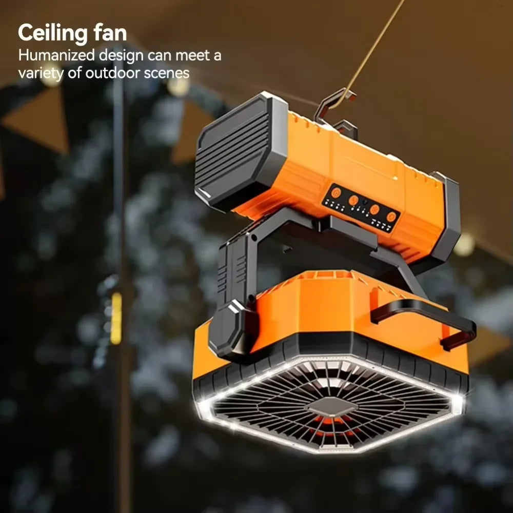 Multifunctional Portable Cooling Fan 20000mAh Waist‑clip Fan,Folding Hand‑held Turbo Fan,270°Rotatable Camping Fan With LED Light Outdoor Rechargeable Mini Air Cooler For Camping Working Travel