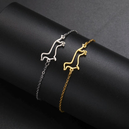 Cute Dachshund Dog Stainless Steel Bracelet for Women's Valentine's Day Commemorative Day Jewelry and Gift Wholesale