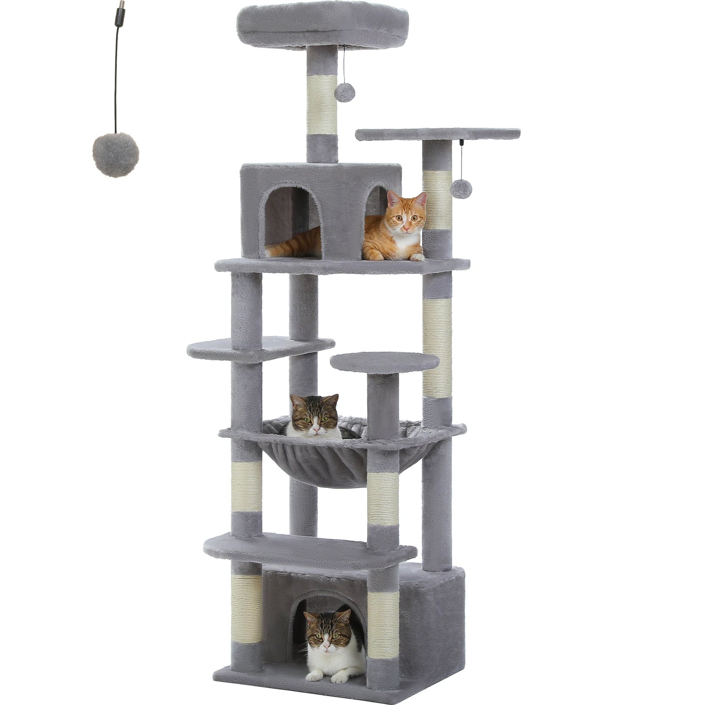 Large Cat Tree and Tower for Indoor Cats With Sisal-Covered Scratching Posts Spacious Hammock Padded Perches and Condos Cat Toys