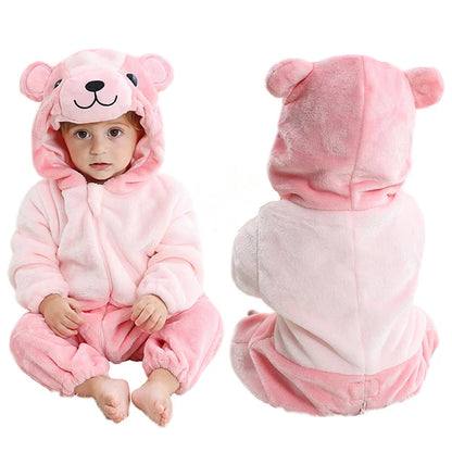 MICHLEY Carniva Baby Rompers Winter Clothes Flannel Hooded Bodysuits Pajamas Animals Overall Jumpsuit For Girls Boys Kids