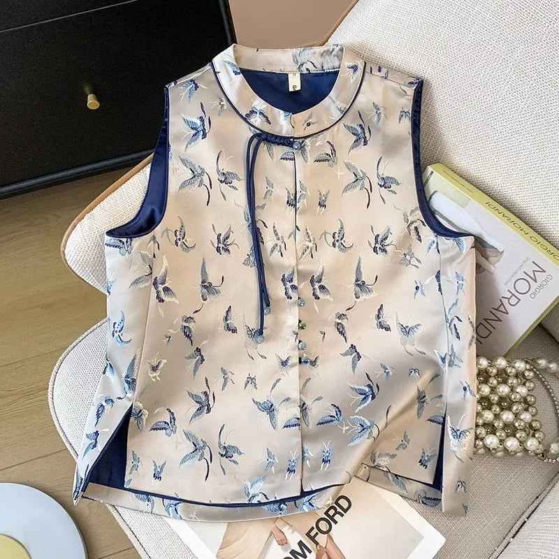 Thin Streetwear Casual Vintage Quality Chinese Ethnic Style Jacket Vests for Women Clothing Coats Fashion Clothes Embroidery