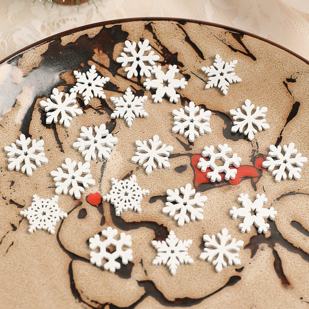 50/100PCS Wooden Snowflakes For Christmas, DIY Ornaments, Home Room Decor, Perfect For Craft Projects And Tree Decoration