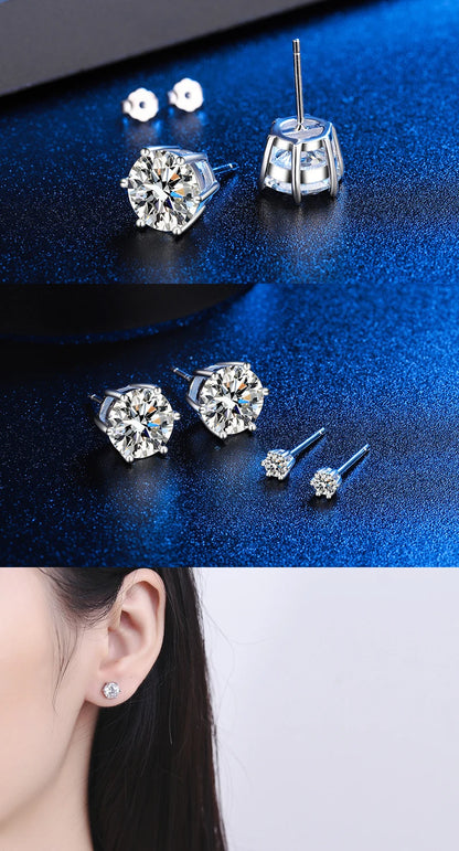 Moissanite Earrings for Women Pass Diamond Test Pen 100%  With Certificate Ear Studs 925 Sterling Silver Fine Jewelry