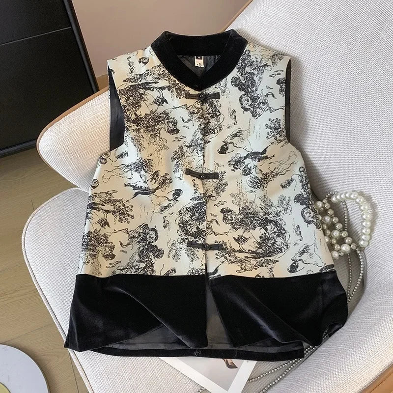 Thin Streetwear Casual Vintage Quality Chinese Ethnic Style Jacket Vests for Women Clothing Coats Fashion Clothes Embroidery