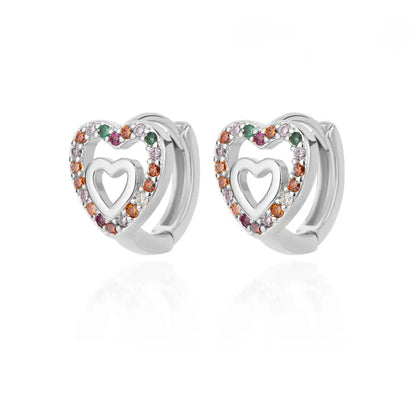 Hollow Zircon Heart Earrings For Women Stainless Steel Gold Color Heart Earring Luxury Wedding Couple Jewelry Gift Free Shipping