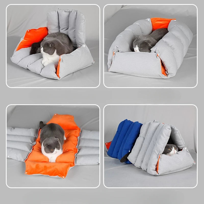 Triangular Sofa Cat Nest and  Drilled Holes Can Be Combined and Deformed. Multi-purpose Warm Autumn and Winter Pet Nests.