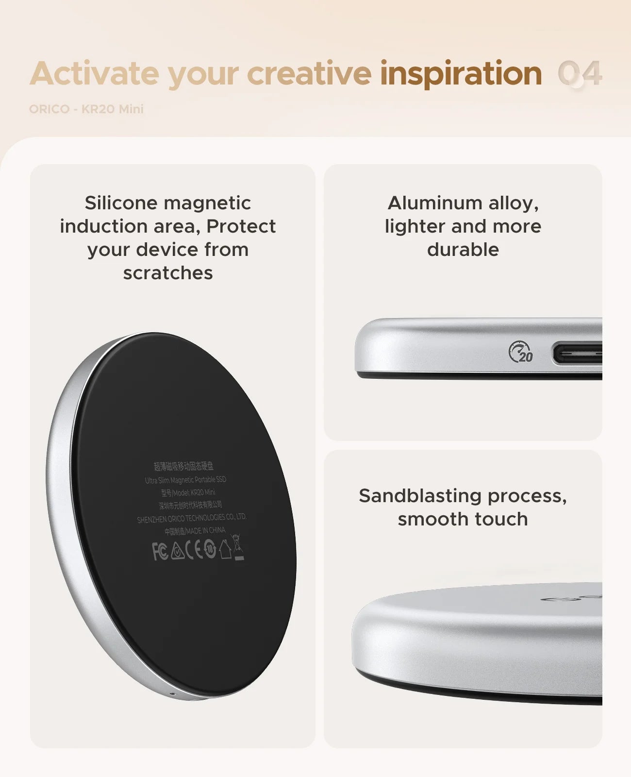 ORICO KR20Mini Magnetic External SSD for iPhone 17 16 15 Pro/Max ProRes 2000MB/s 4K ProRes HDR Record and Store