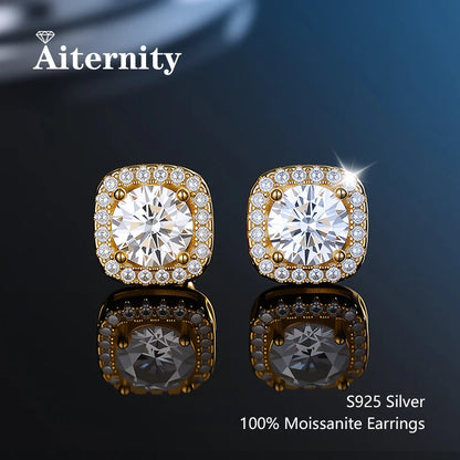 Moissanite Earrings for Women Pass Diamond Test Pen 100%  With Certificate Ear Studs 925 Sterling Silver Fine Jewelry