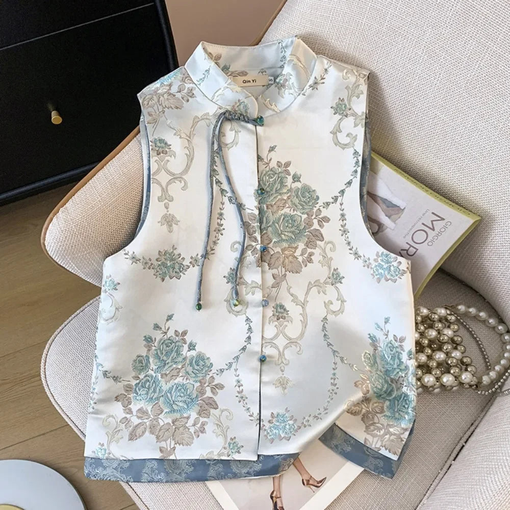 Thin Streetwear Casual Vintage Quality Chinese Ethnic Style Jacket Vests for Women Clothing Coats Fashion Clothes Embroidery
