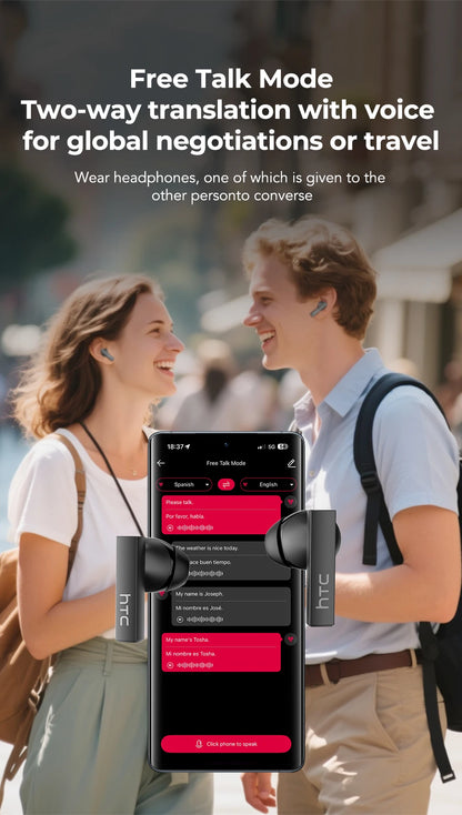 [Ultra HD Screen] HTC NE40 Earphones Bluetooth V6 TWS Sports Wireless Headphones AI Translator Earbud In-Ear Noise Reduction Mic
