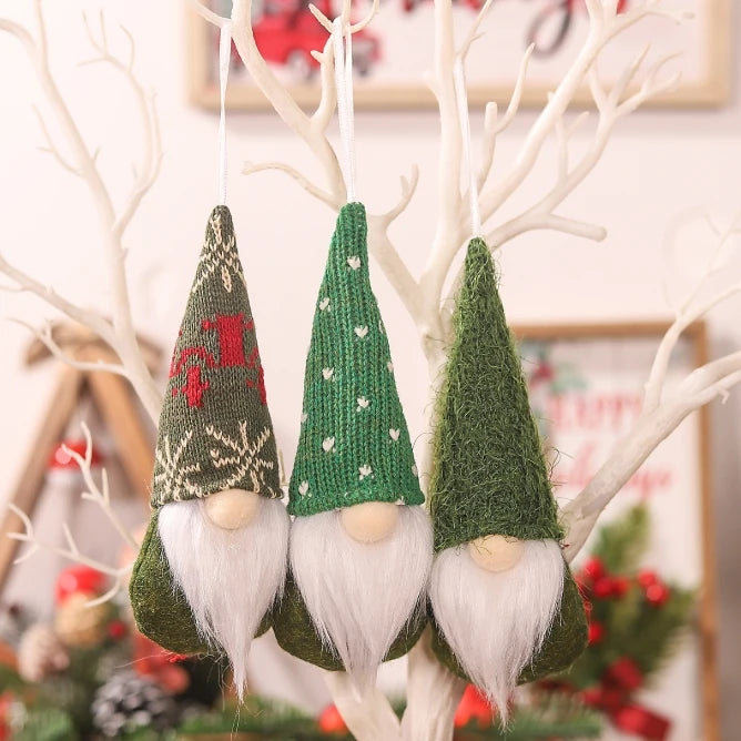 3pcs Christmas Hanging Decorations, Swedish Handmade Plush Santa Elves, Holiday Tree Ornaments, Home Christmas Decor