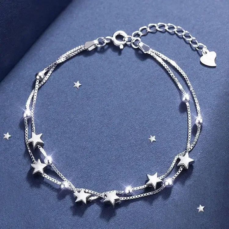Fashion 925 Sterling Silver Woman Cuff Bracelet Open Leaf Shaped Adjustable Charm Bangle Girls Party Jewelry Christmas Gifts