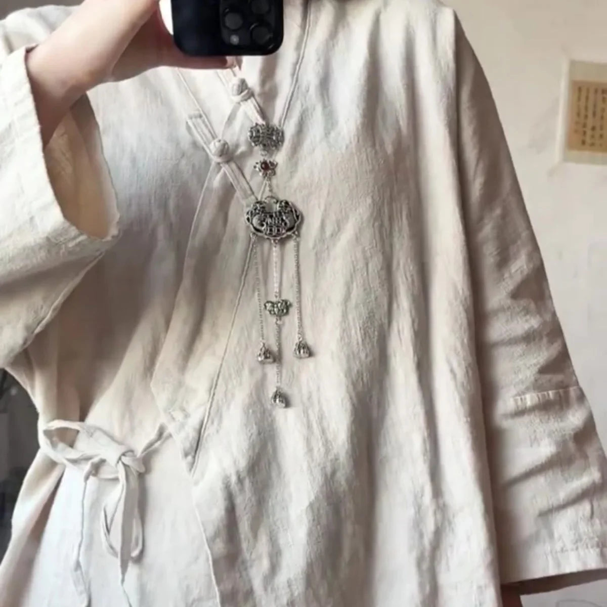 Chinese Style Diagonal Closure Zen Womens Tops Fashion Cotton Linen Asymmetrical Placket Blouse Women Loose Fit Clothes