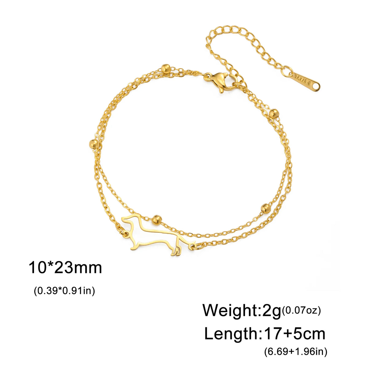 Cute Dachshund Dog Stainless Steel Bracelet for Women's Valentine's Day Commemorative Day Jewelry and Gift Wholesale