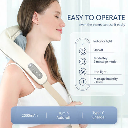 Foreverlily 26W Brushless Motor Neck And Shoulder Massager Wireless Shoulder And Back Kneading Massage Shawl Neck masajeador