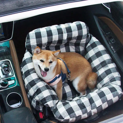 Car Dog Bed Safety Seat, Portable Pet Carrier with Seatbelt, Soft Cushion for Small Medium Dogs, Non-Slip Car Travel Accessories