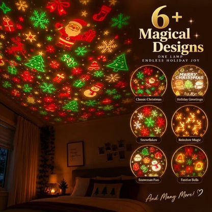 Christmas Projector Light, USB Powered Christmas Night Light with 6+ Holiday Patterns, Flexible Tree Lamp for Bedroom, Ceiling