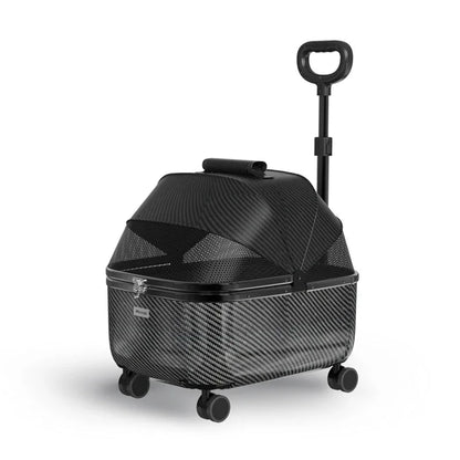 Lightweight Pet Travel Carrier Large Capacity Cat Backpack Shock-Absorbent Rolling Dog Trolley Adjustable Handle Pet Stroller