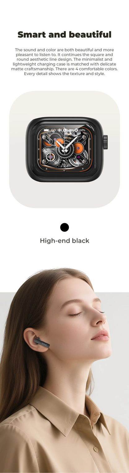 [Ultra HD Screen] HTC NE40 Earphones Bluetooth V6 TWS Sports Wireless Headphones AI Translator Earbud In-Ear Noise Reduction Mic