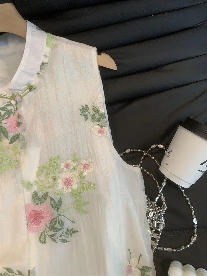 New Women's Jackets Women's vest Amoi Chinese Beaded Embroidered Fashion Beautiful Vest Coat Women's National Temperament Coat