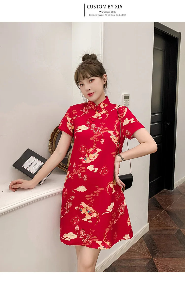 Chinese Traditional Dress Qipao for Women Fashion Vintage Lace Cheongsam Vestidos Autumn Sexy Elegant Party Wedding Clothing