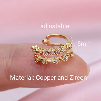 1Pc Fashion Geometry Crystal CZ  Leaf Clip Earring For Women Without Piercing Punk Vintage Star Ear Cuff Wrap Adjustable Jewelry