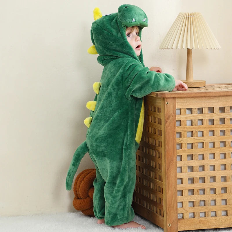 MICHLEY Carniva Baby Rompers Winter Clothes Flannel Hooded Bodysuits Pajamas Animals Overall Jumpsuit For Girls Boys Kids