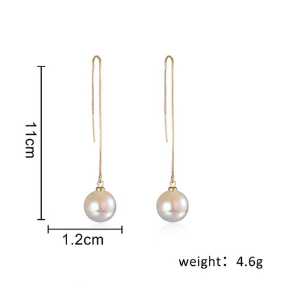 New Trend Simulation Pearl Long Earrings Women's Flower Rhinestone Wedding Pendant Earrings Fashion Korean Jewelry Earrings