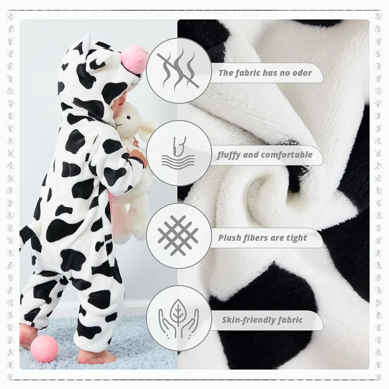 MICHLEY Carniva Baby Rompers Winter Clothes Flannel Hooded Bodysuits Pajamas Animals Overall Jumpsuit For Girls Boys Kids