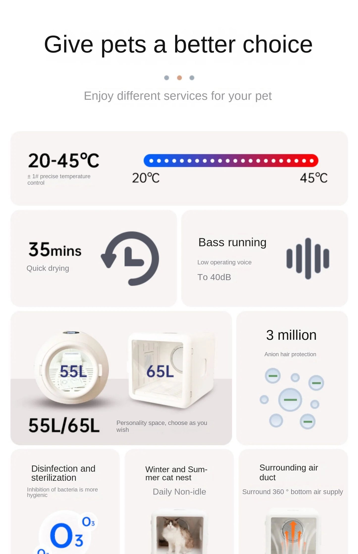 Pet Dryer Dog Hair Dryer Box for Pet Grooming Super Quiet Cat Hair Dryer Capacity Quick Drying Blower 360 Degrees Warm Air