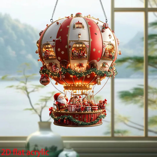 Balloon Christmas Day Ornaments 2D Flat Acrylic Hot Air Balloon Glass Ornament For Christmas Day Big Decoration IntéRieur