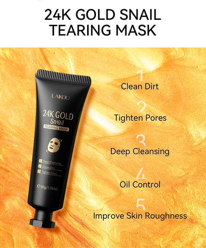 LAIKOU 24K Gold Sakura Peeling Face Mask Anti Wrinkle Whitening Blackhead Removal Facial Tear Off Mask Skin Care Products