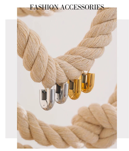 Yhpup 316L Stainless Steel Glossy Metal U-Shape Hollow Hoop Earrings 18K PVD Plated Texture Attractive Jewelry Waterproof