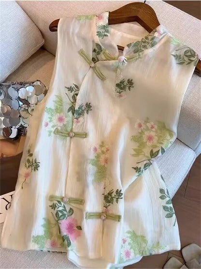 New Women's Jackets Women's vest Amoi Chinese Beaded Embroidered Fashion Beautiful Vest Coat Women's National Temperament Coat