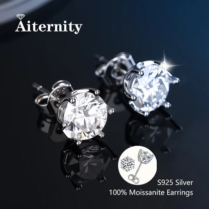 Moissanite Earrings for Women Pass Diamond Test Pen 100%  With Certificate Ear Studs 925 Sterling Silver Fine Jewelry