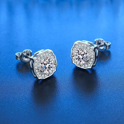 Moissanite Earrings for Women Pass Diamond Test Pen 100%  With Certificate Ear Studs 925 Sterling Silver Fine Jewelry