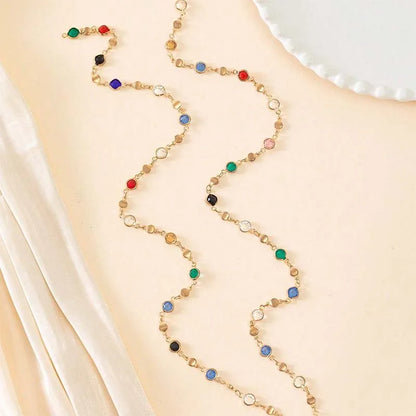 LATS New Luxury Colourful Long Tassel Necklace for Women Shiny Rhinestone Crystal Zircon Choker Bohemian Statement Jewelry Gifts