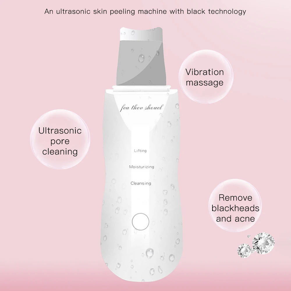Electric Ultrasonic Skin Scrubber Vibration Face Spatula Peeling Blackhead Remover Facial Lifting Cleansing Ultrasonic Skin Care