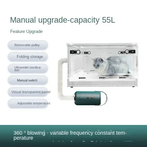 Pet Dryer Dog Hair Dryer Box for Pet Grooming Super Quiet Cat Hair Dryer Capacity Quick Drying Blower 360 Degrees Warm Air