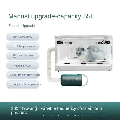 Pet Dryer Dog Hair Dryer Box for Pet Grooming Super Quiet Cat Hair Dryer Capacity Quick Drying Blower 360 Degrees Warm Air