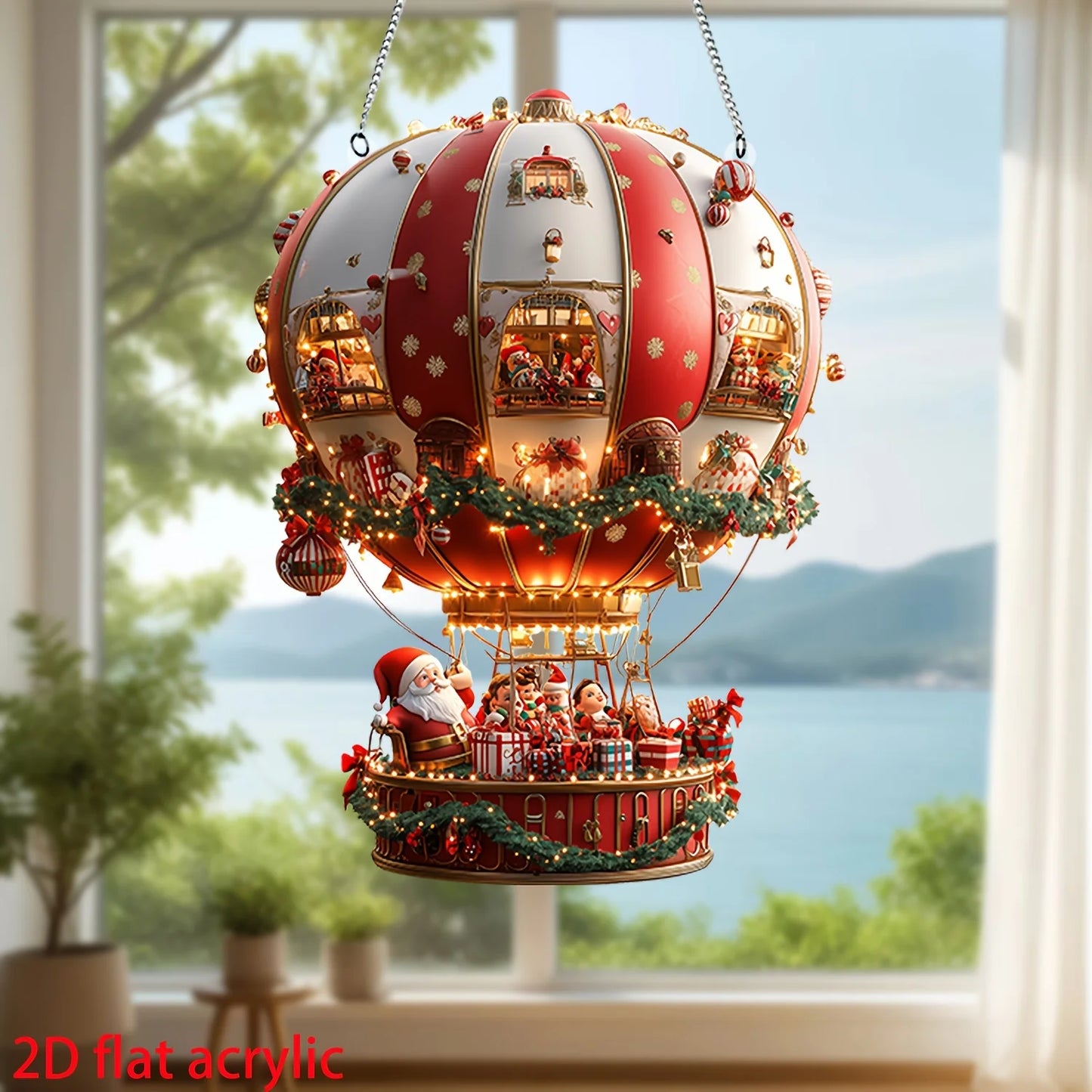 Balloon Christmas Day Ornaments 2D Flat Acrylic Hot Air Balloon Glass Ornament For Christmas Day Big Decoration IntéRieur